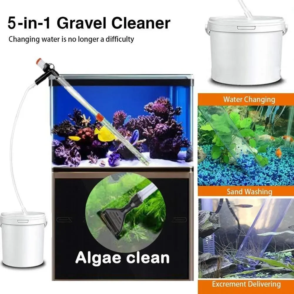 Aquarium Gravel Cleaner Siphon Fish Tank Vacuum Cleaner for Absorb Dirt Wash San